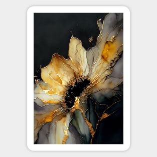 Organic Sunflower - Semi Abstract Alcohol Ink Resin Art Sticker